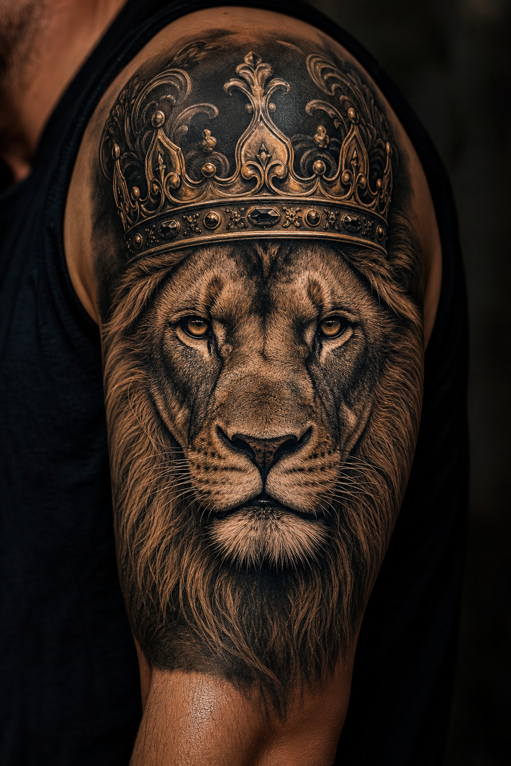 Lion realism tattoo