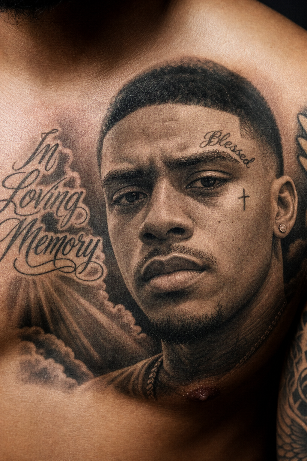 Memorial portrait tattoo